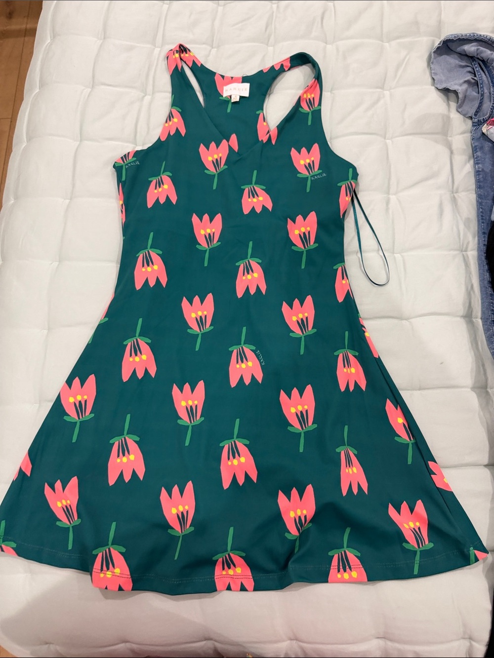 Karlie Teal Racerback Dress with Pink Floral Print